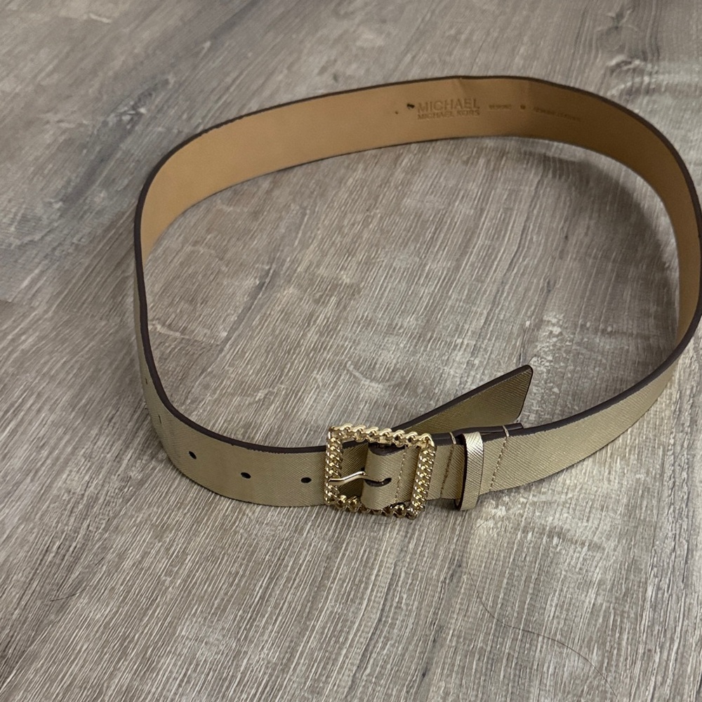 Michael Kors women's Belt with Gold Buckle and Tan Strap